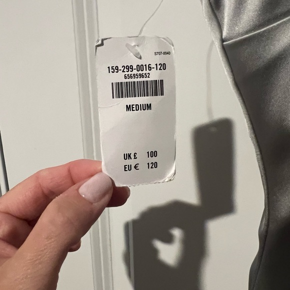 Abercrombie & Fitch Satin Stretch Column Midi Slip Dress Grey M - Picture 11 of 11